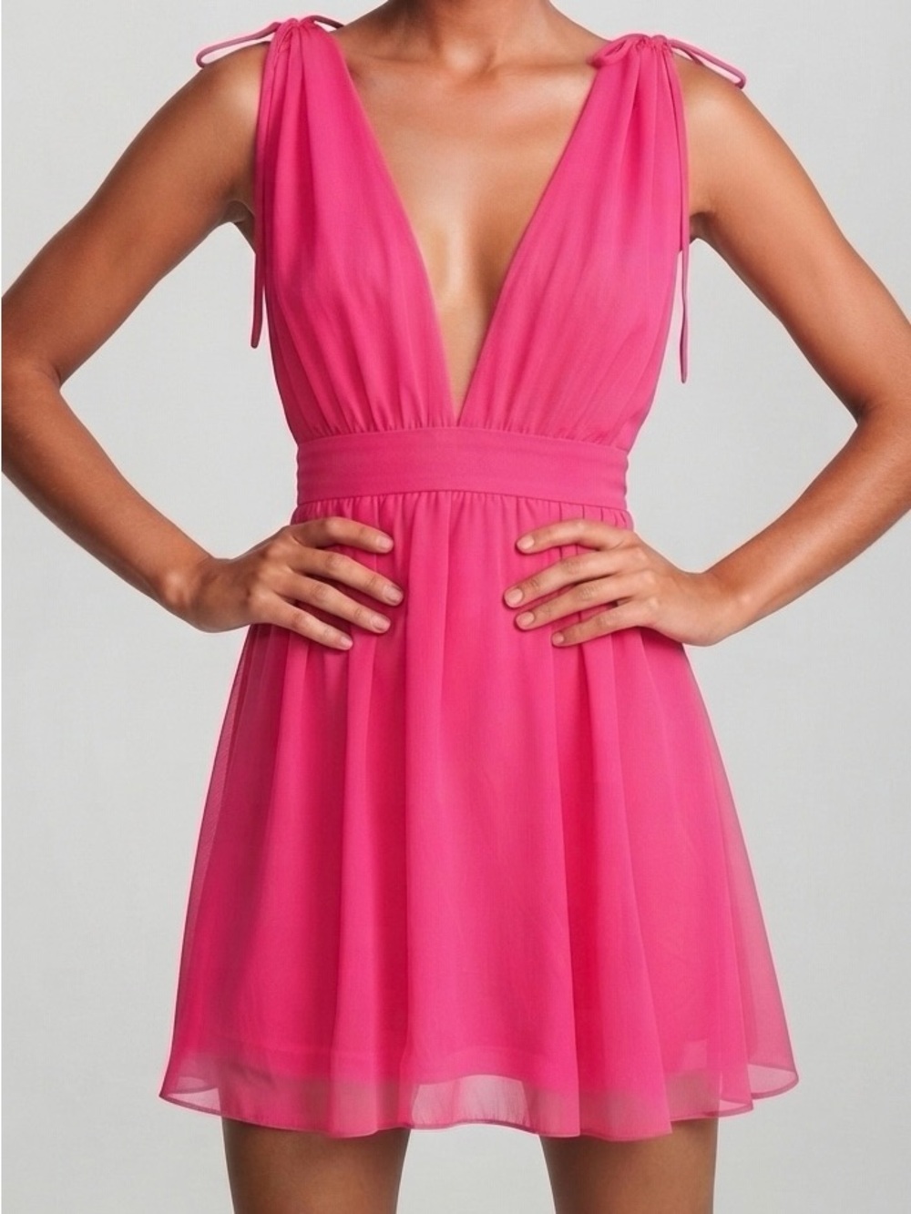 Lucy in the Sky Dress Ysabel Chiffon Dress in Hot Pink - M